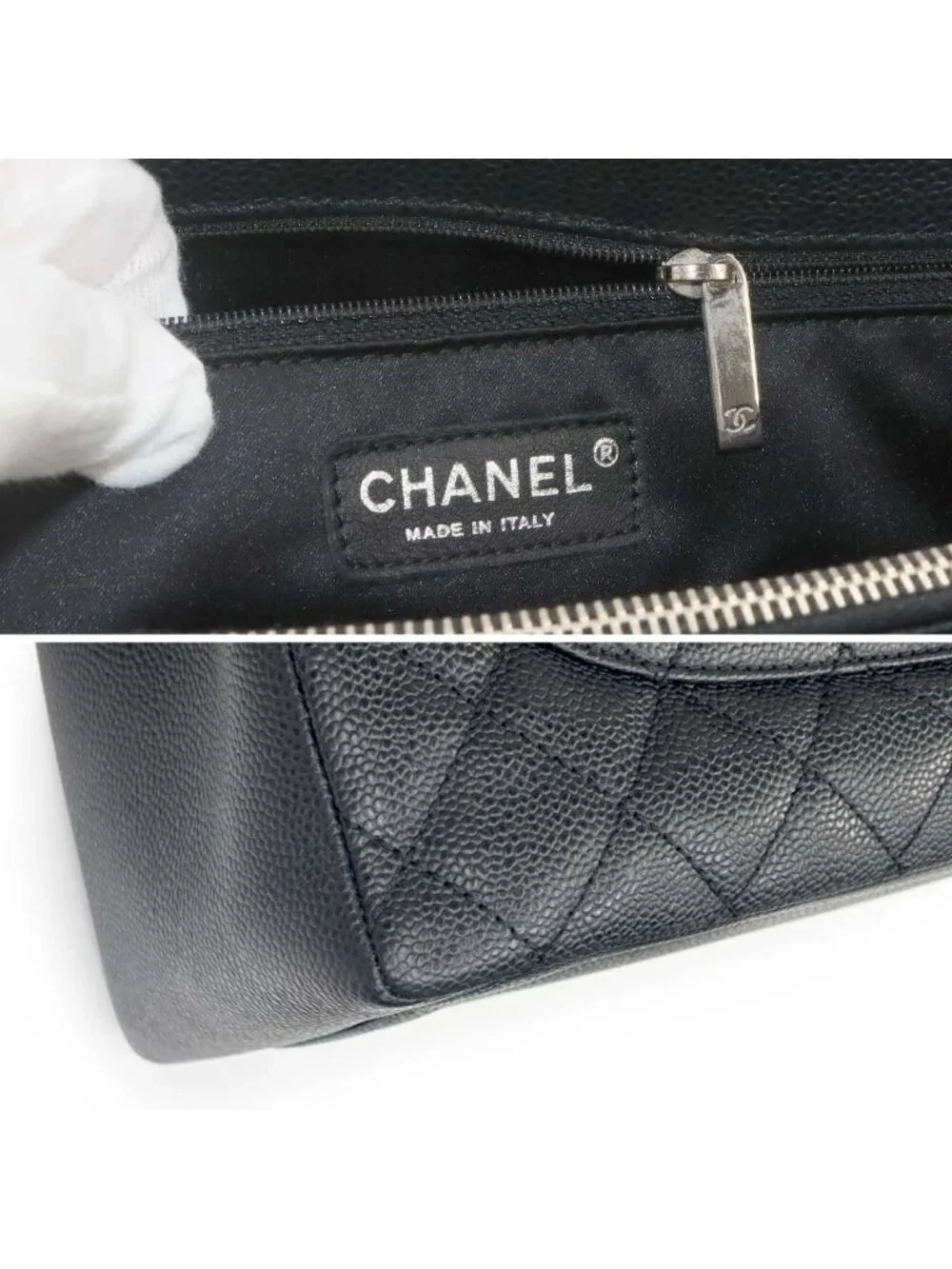 Chanel Quilted Grand Shopping Chain Tote Bag GST Caviar Leather Black